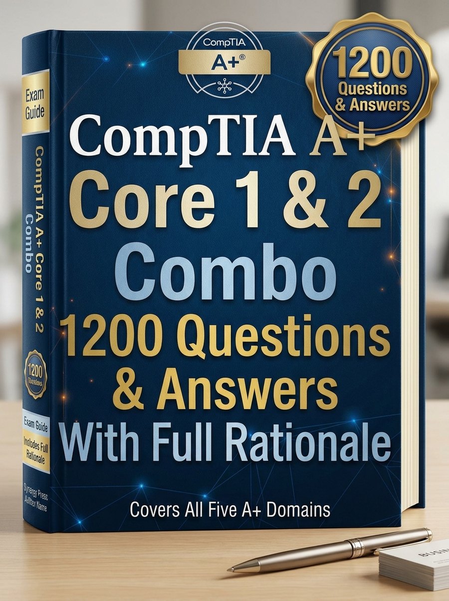 CompTIA A+ Core 1 & 2 Combo - 1200 Questions & Answers with Full Rationale cover